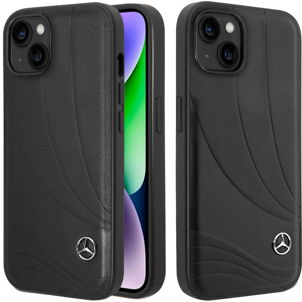 for apple iphone 14 / iphone 13 (mb) hc genuine leather new wave iii black (mercedes#55)
