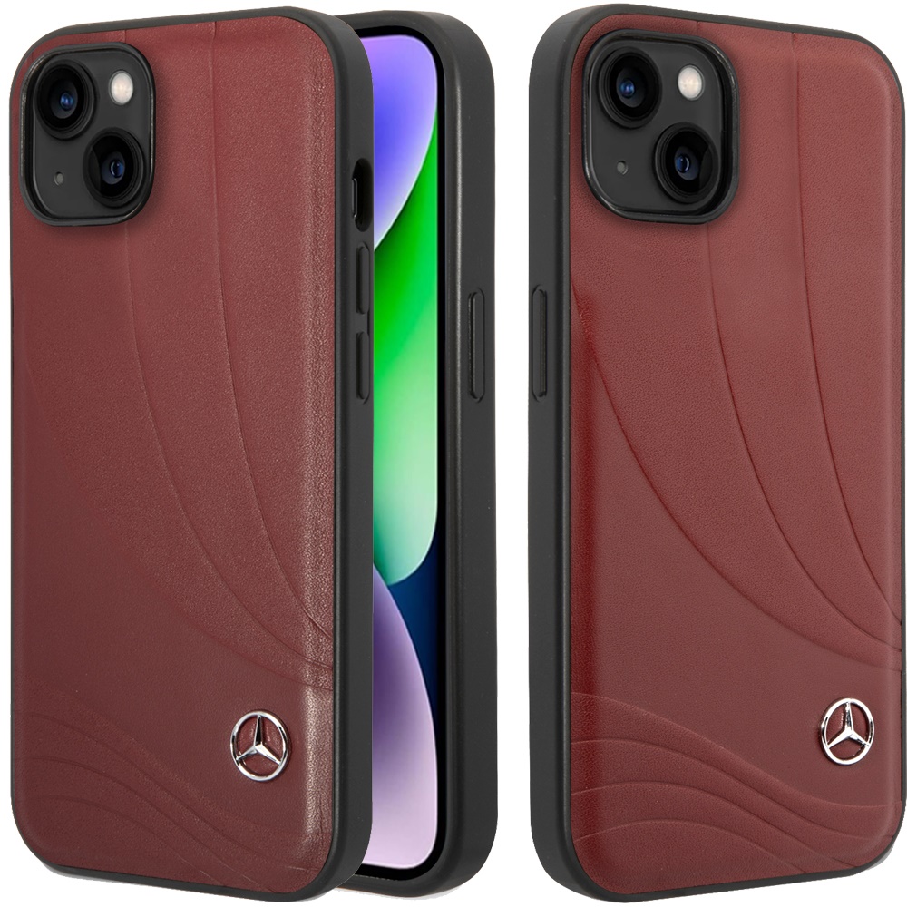 for apple iphone 14 / iphone 13 (mb) hc genuine leather new wave iii red (mercedes#56)