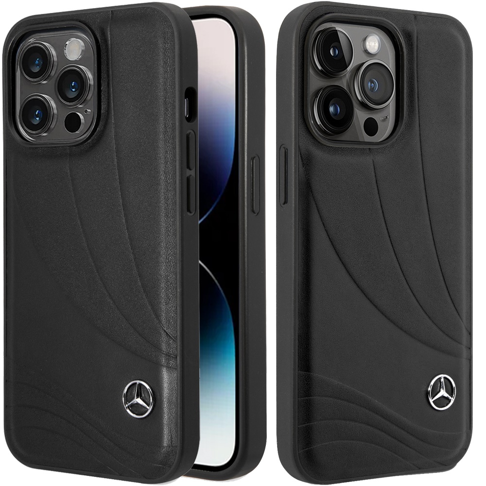 for apple iphone 14 pro max (mb) hc genuine leather new wave iii black (mercedes#29)