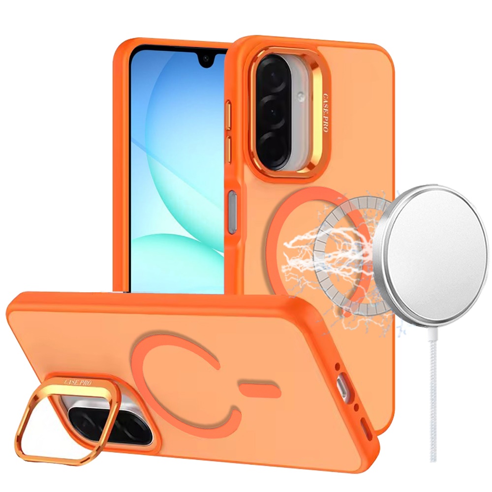 for samsung a17 5g magnetic matte camera metallic stand hybrid case cosmic orange