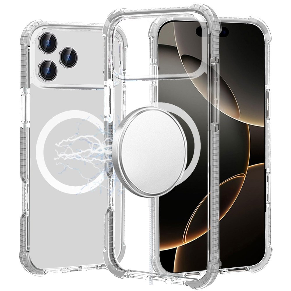 for iphone 17 pro max acrylic [magnetic circle] tough 2.5mm transparent shockproof hybrid white