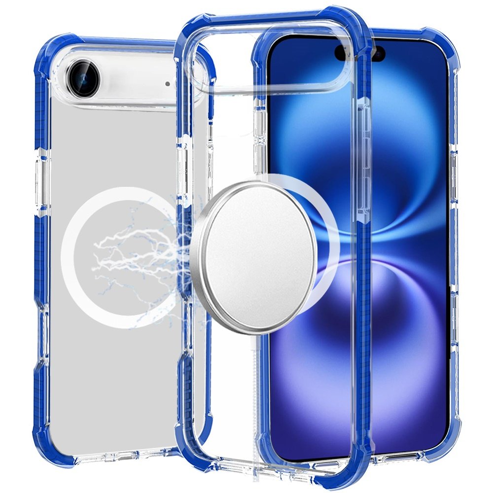 for iphone 17 air acrylic [magnetic circle] tough 2.5mm transparent shockproof hybrid blue