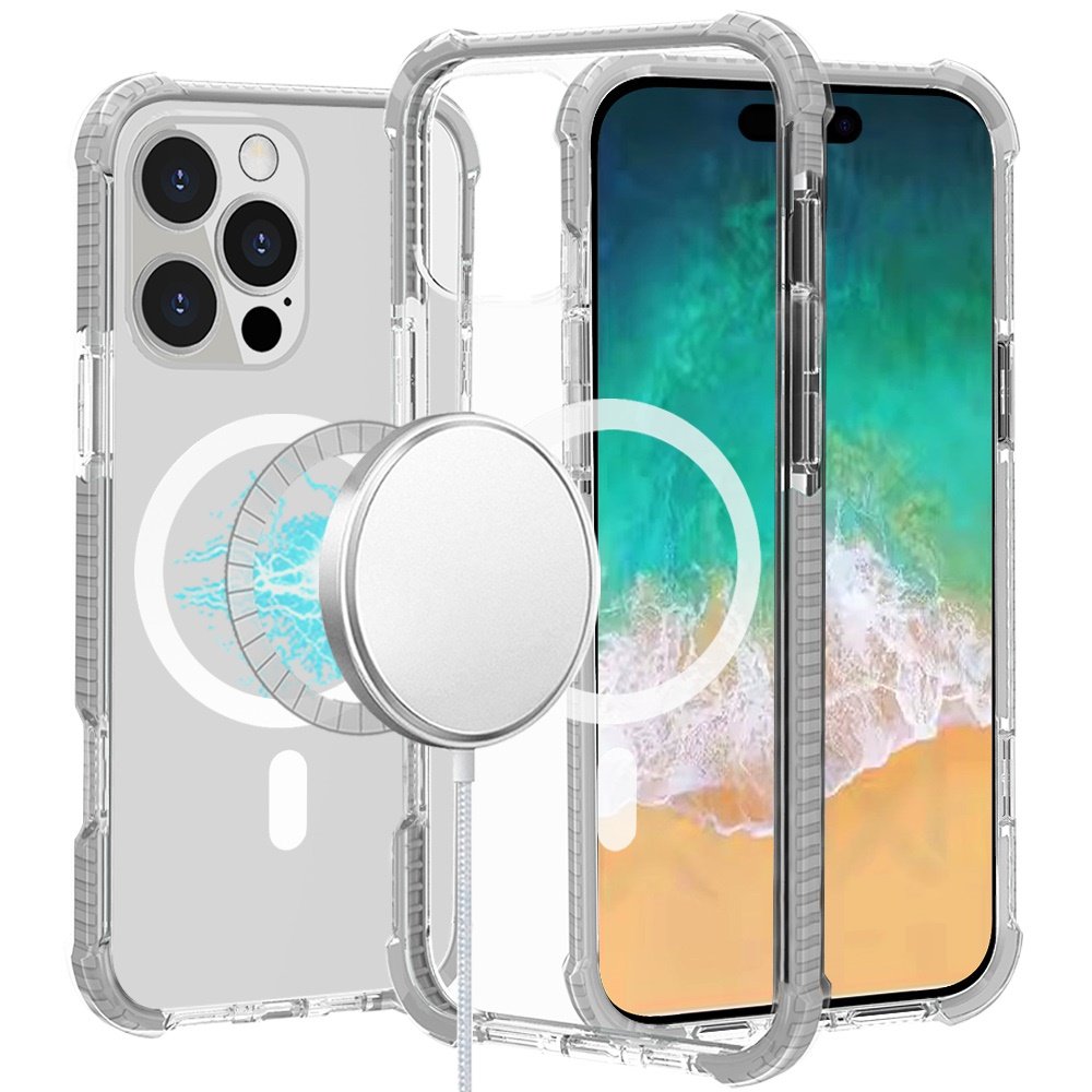 for iphone 16 pro max 6.9 inch acrylic [magnetic circle] tough 2.5mm transparent shockproof hybrid white