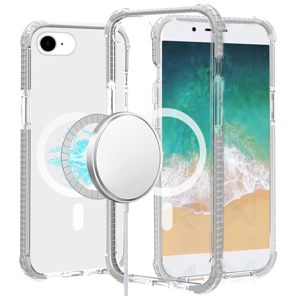 for iphone 17e / 16e / se4 acrylic [magnetic circle] tough 2.5mm transparent shockproof hybrid white