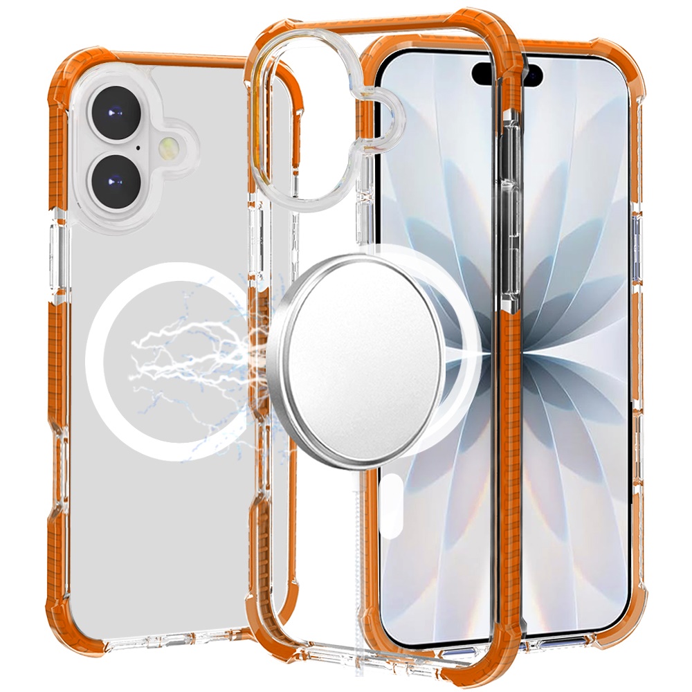 for iphone 17 acrylic [magnetic circle] tough 2.5mm transparent shockproof hybrid cosmic orange