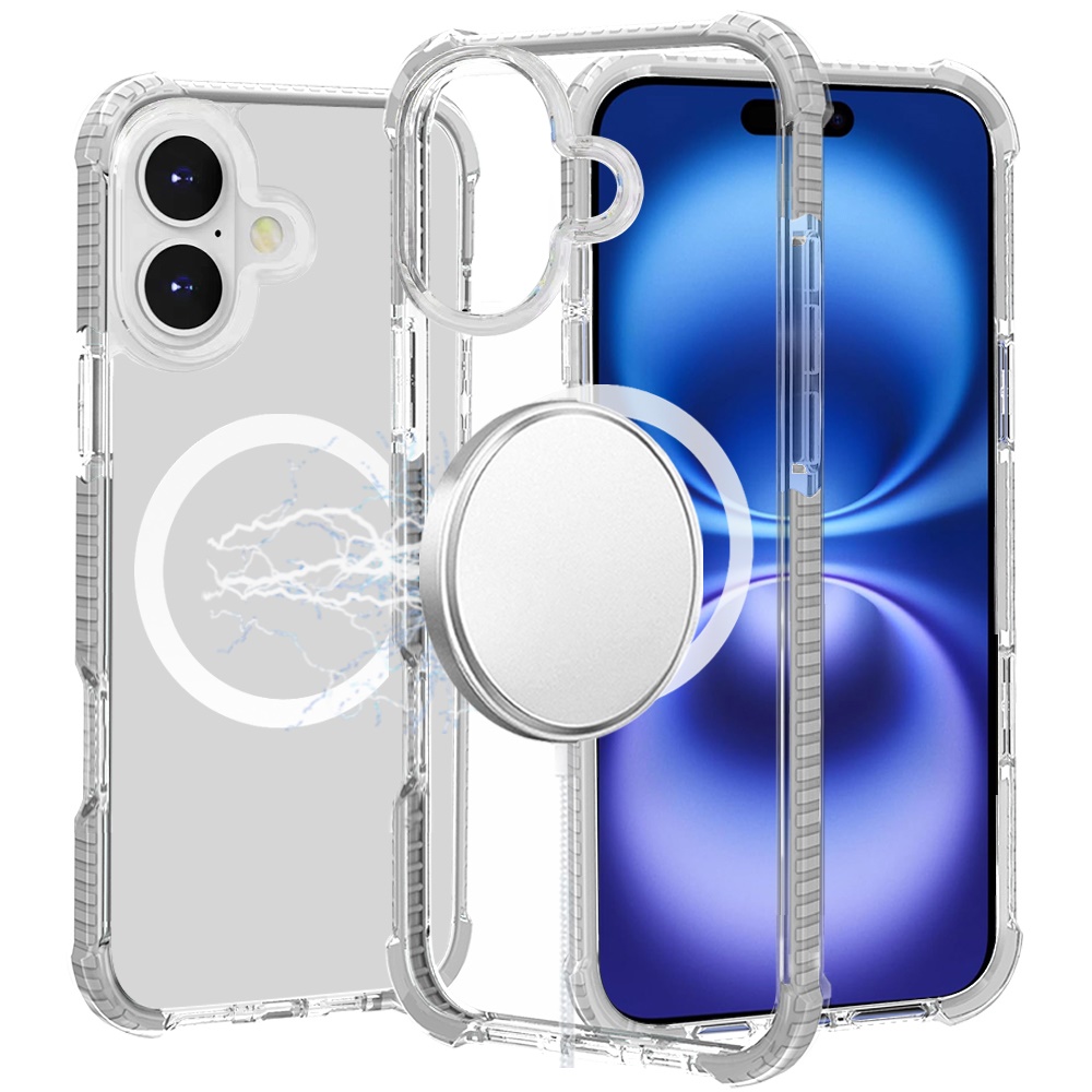 for iphone 17 acrylic [magnetic circle] tough 2.5mm transparent shockproof hybrid white