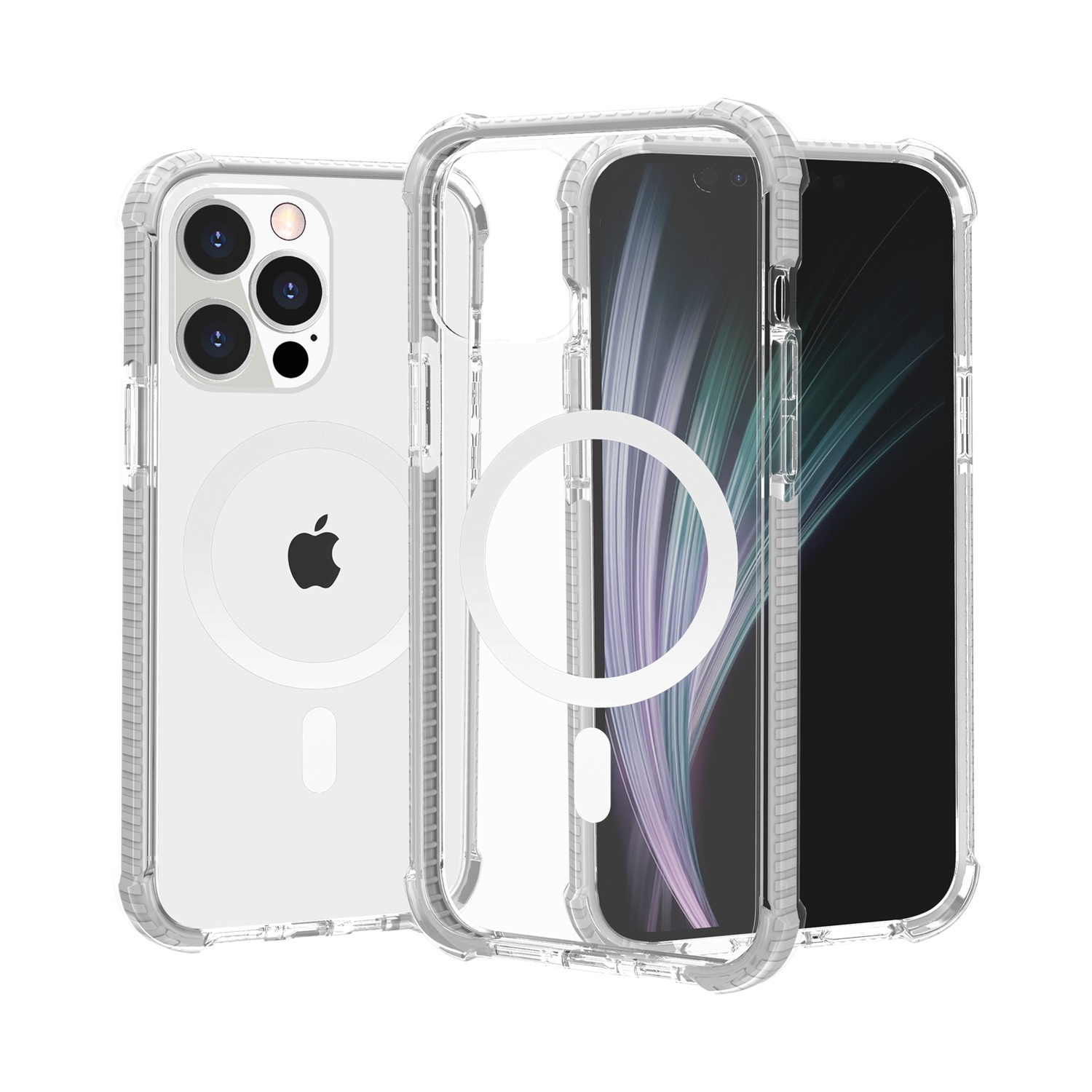 for iphone 15 acrylic [magnetic circle] tough 2.5mm transparent shockproof hybrid white