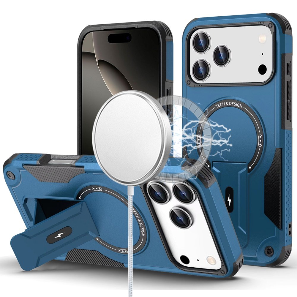 for iphone 17 pro max sturdy bracket kickstand magnetic hybrid blue
