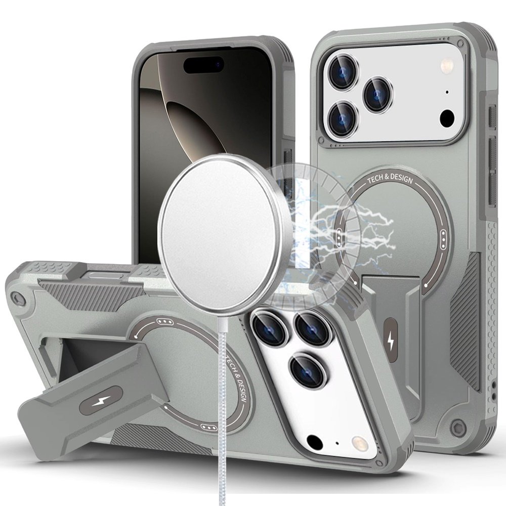 for iphone 17 pro max sturdy bracket kickstand magnetic hybrid grey