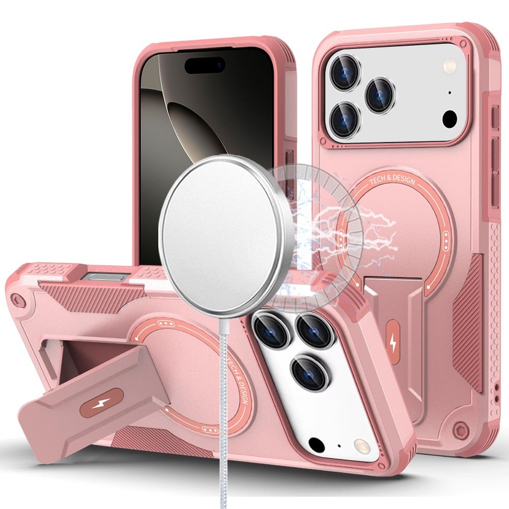 for iphone 17 pro max sturdy bracket kickstand magnetic hybrid pink