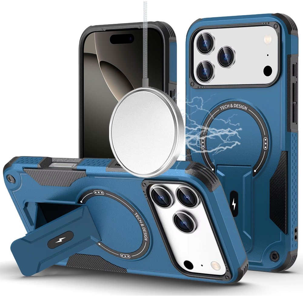 for iphone 17 pro sturdy bracket kickstand magnetic hybrid blue