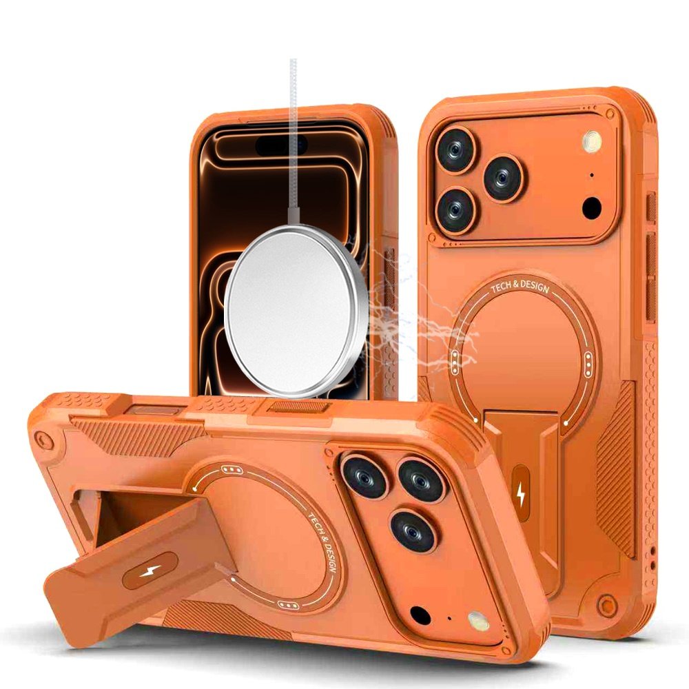 for iphone 17 pro sturdy bracket kickstand magnetic hybrid cosmic orange