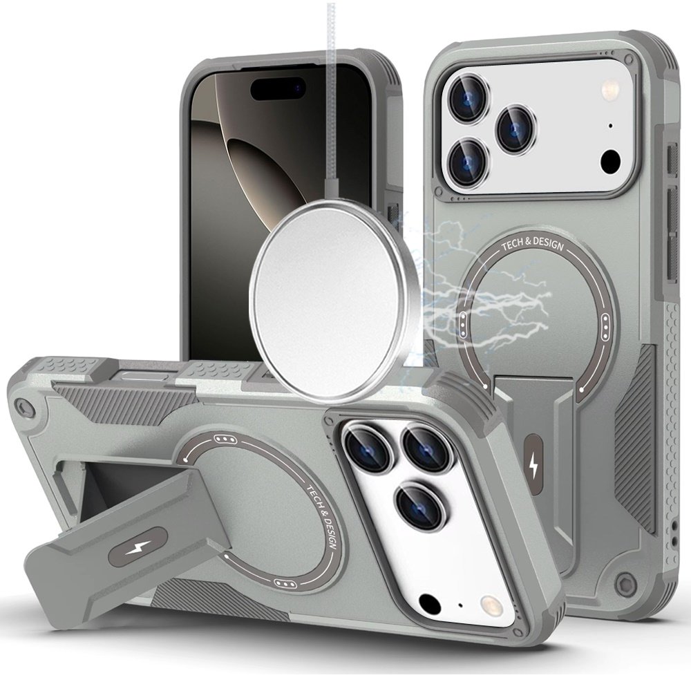 for iphone 17 pro sturdy bracket kickstand magnetic hybrid grey