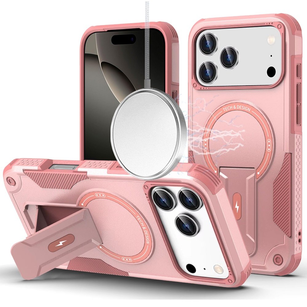 for iphone 17 pro sturdy bracket kickstand magnetic hybrid pink