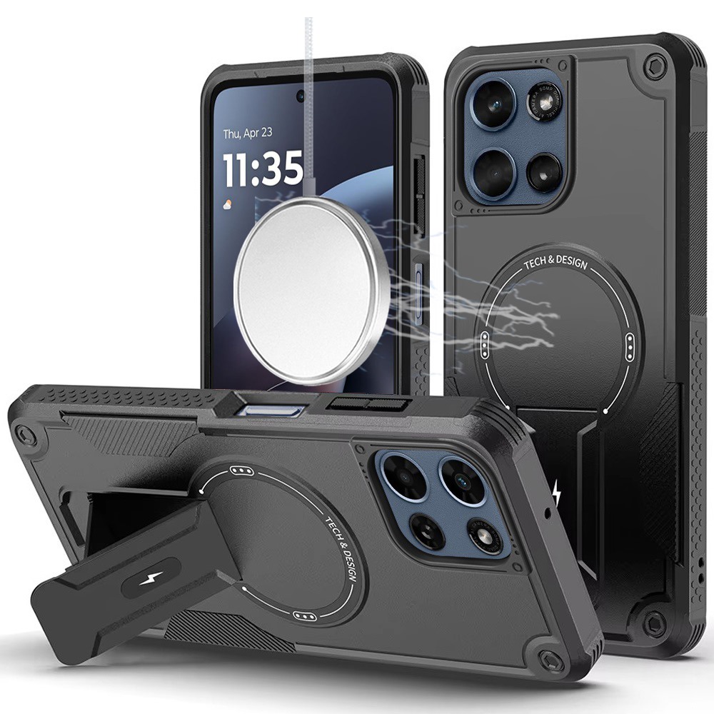 for moto g 5g 2025/2026 / g play 2026 sturdy bracket kickstand magnetic hybrid black