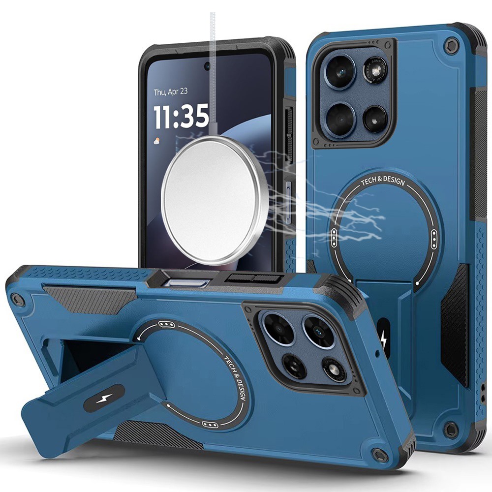 for moto g 5g 2025/2026 / g play 2026 sturdy bracket kickstand magnetic hybrid blue