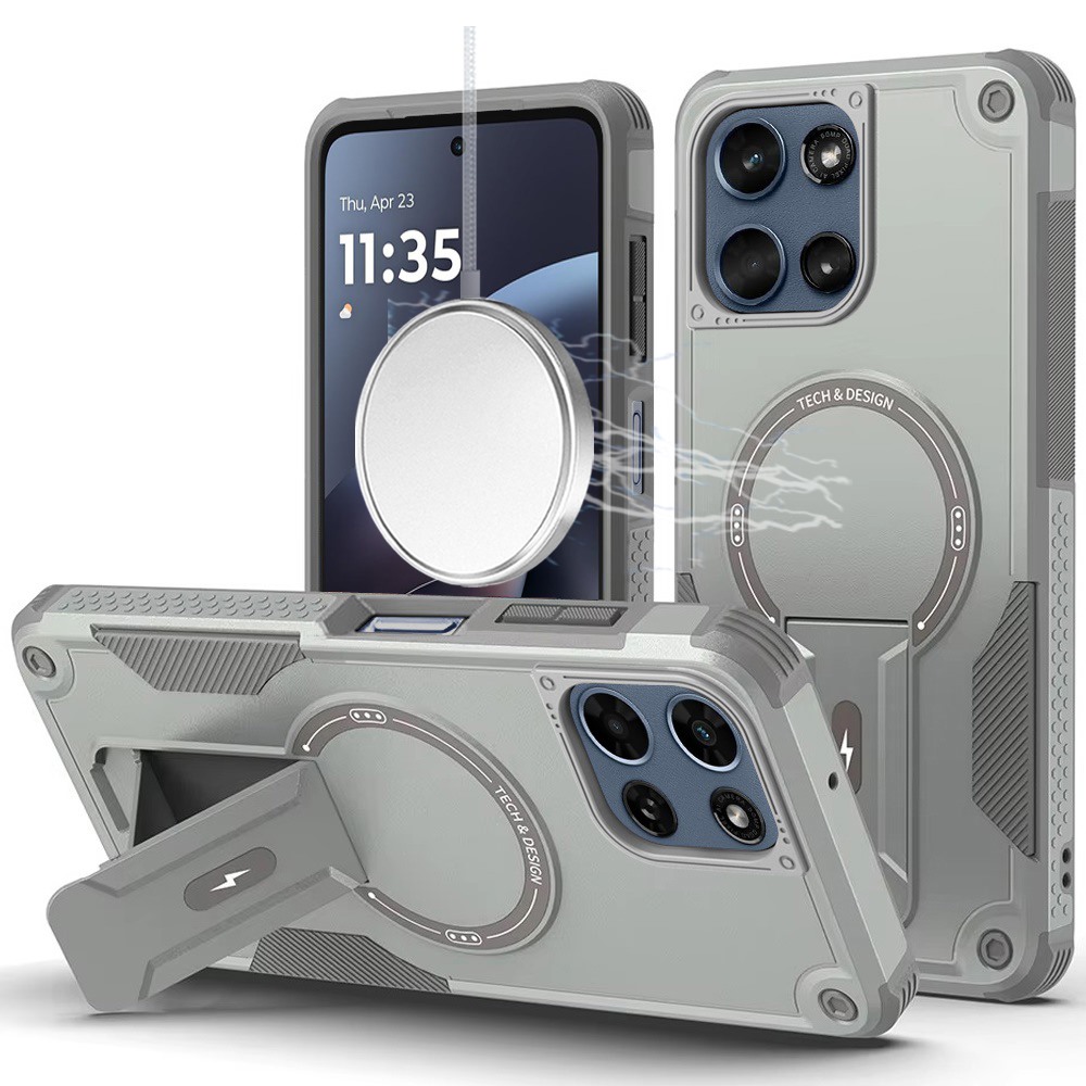 for moto g 5g 2025/2026 / g play 2026 sturdy bracket kickstand magnetic hybrid grey