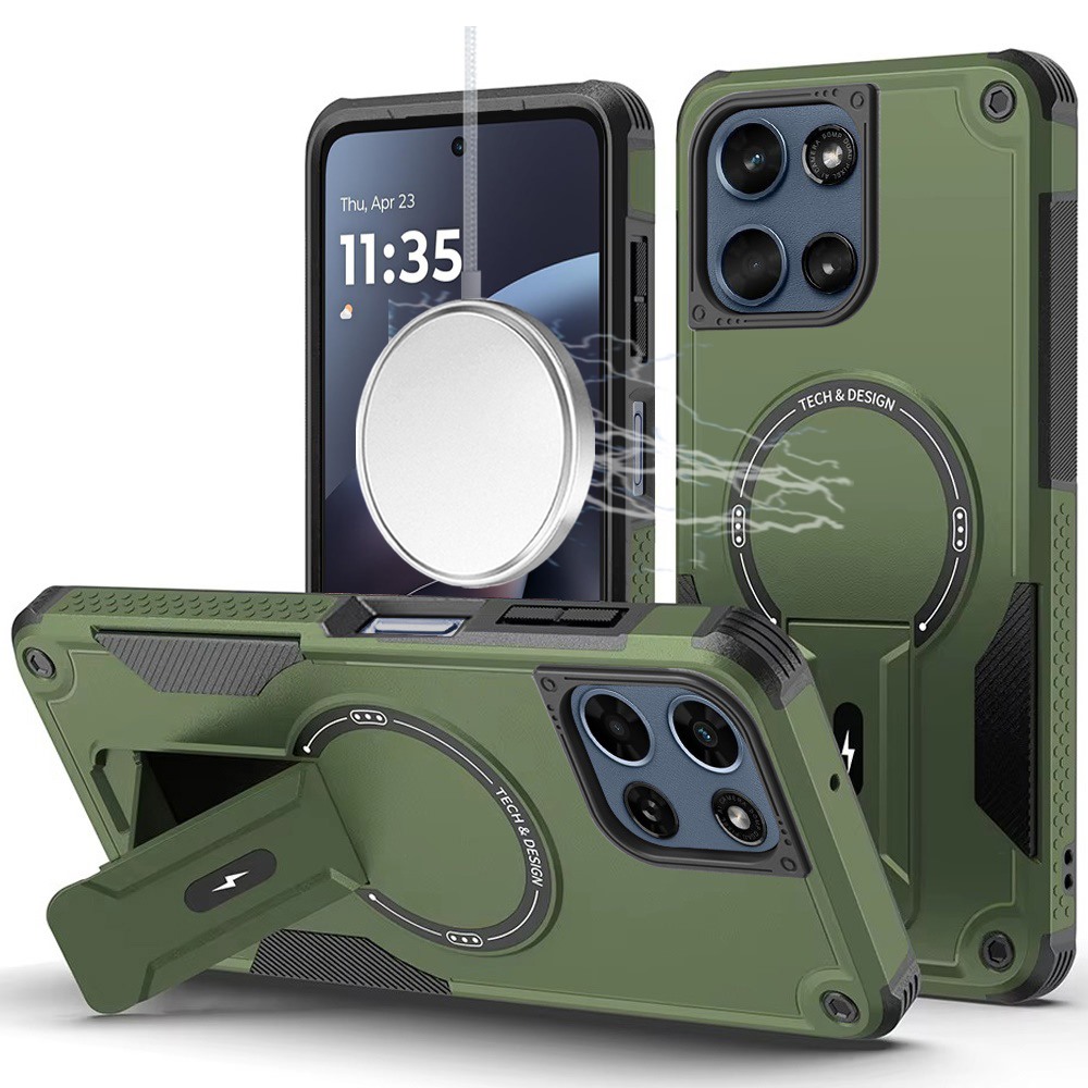 for moto g 5g 2025/2026 / g play 2026 sturdy bracket kickstand magnetic hybrid midnight green