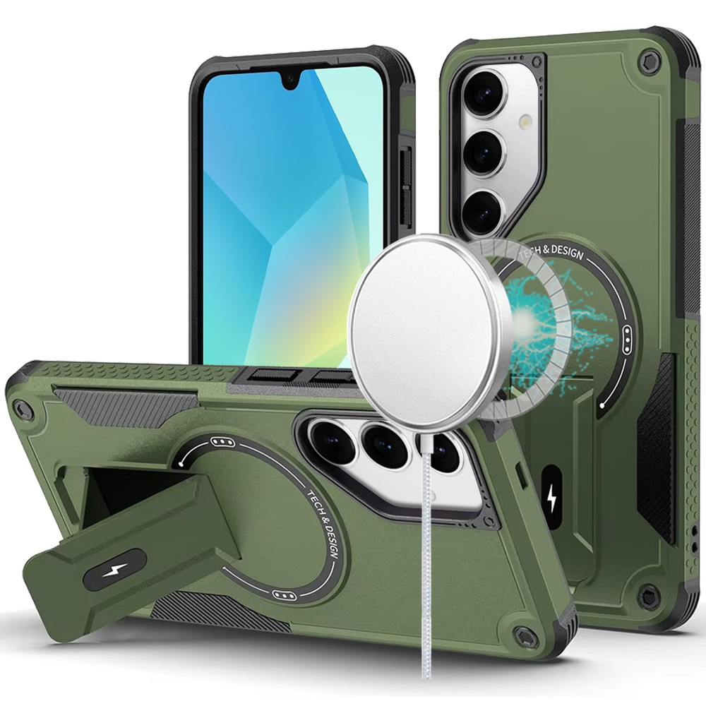 for samsung a16 5g sturdy bracket kickstand magnetic hybrid midnight green