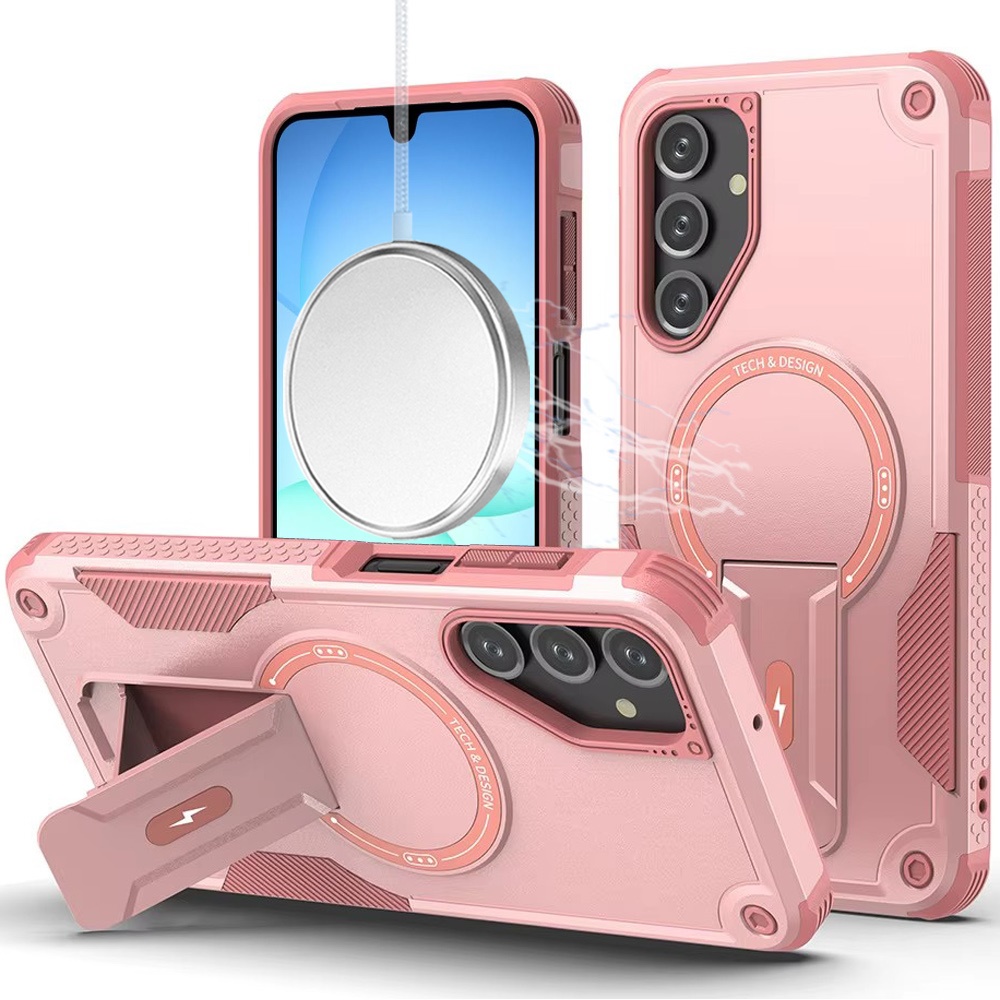 for samsung a17 5g sturdy bracket kickstand magnetic hybrid pink