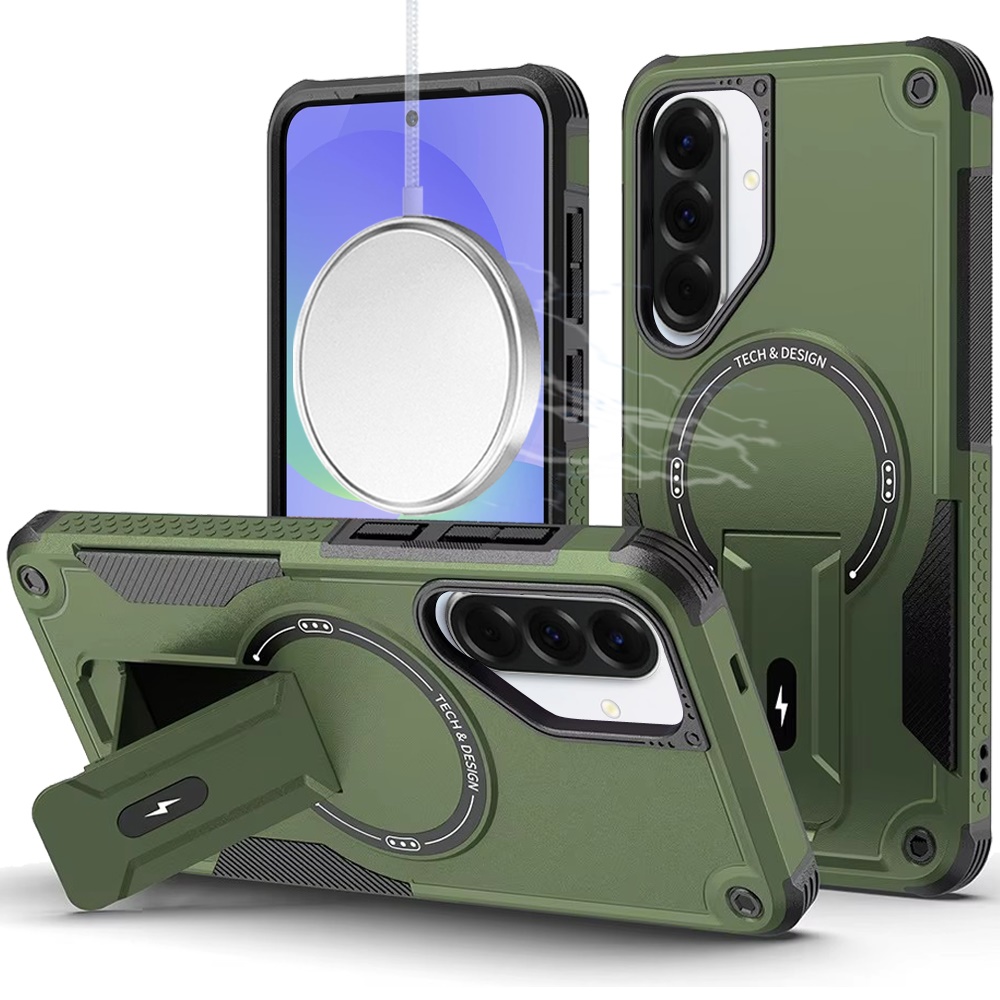 for samsung galaxy a37 sturdy bracket kickstand magnetic hybrid midnight green