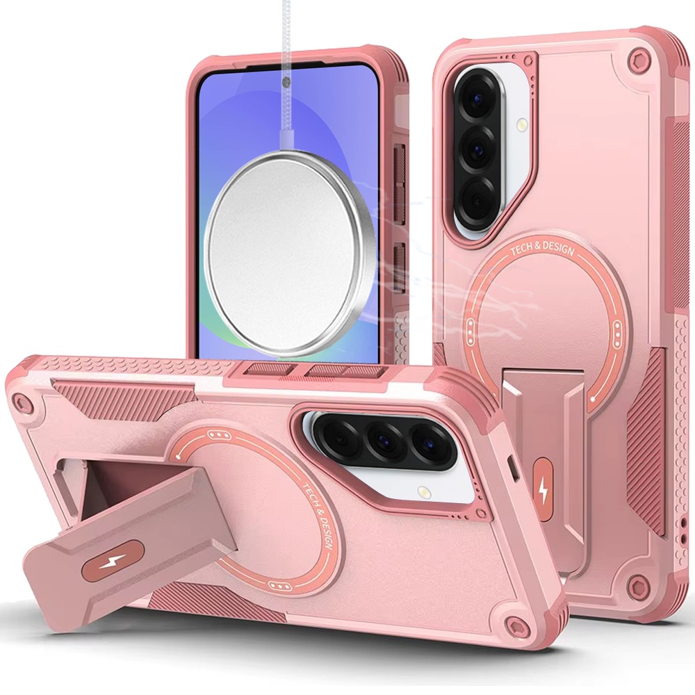 for samsung galaxy a37 sturdy bracket kickstand magnetic hybrid pink