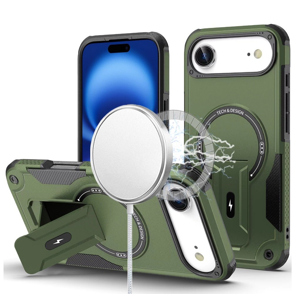 for iphone 17 air sturdy bracket kickstand magnetic hybrid midnight green