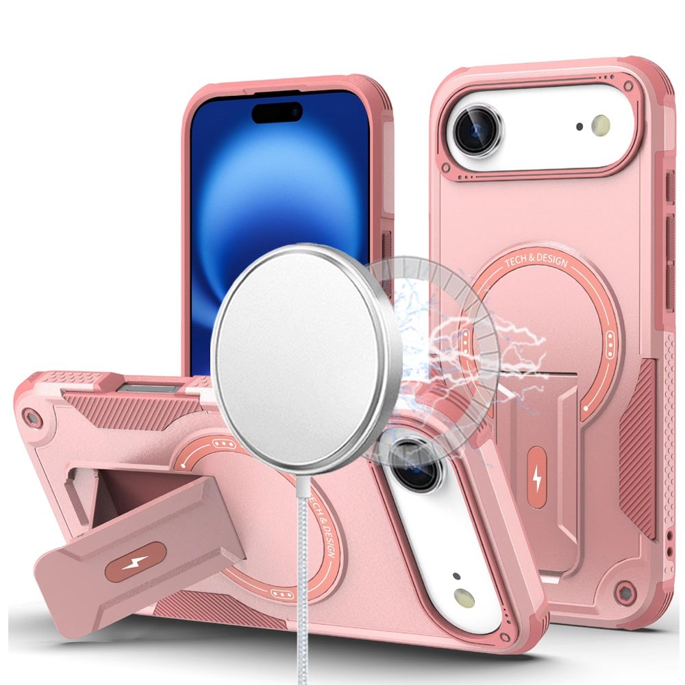 for iphone 17 air sturdy bracket kickstand magnetic hybrid pink