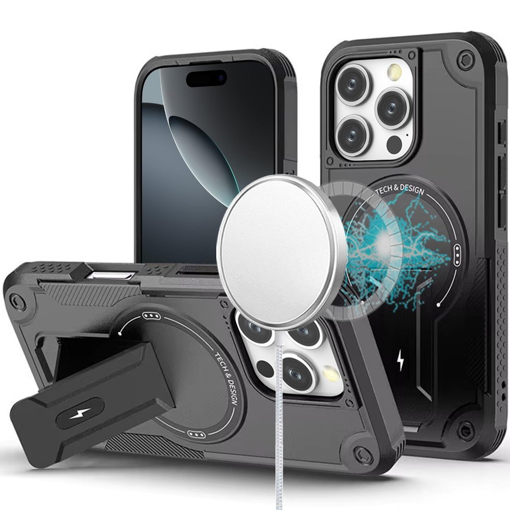 for iphone 16 pro max 6.9 inch sturdy bracket kickstand magnetic hybrid black