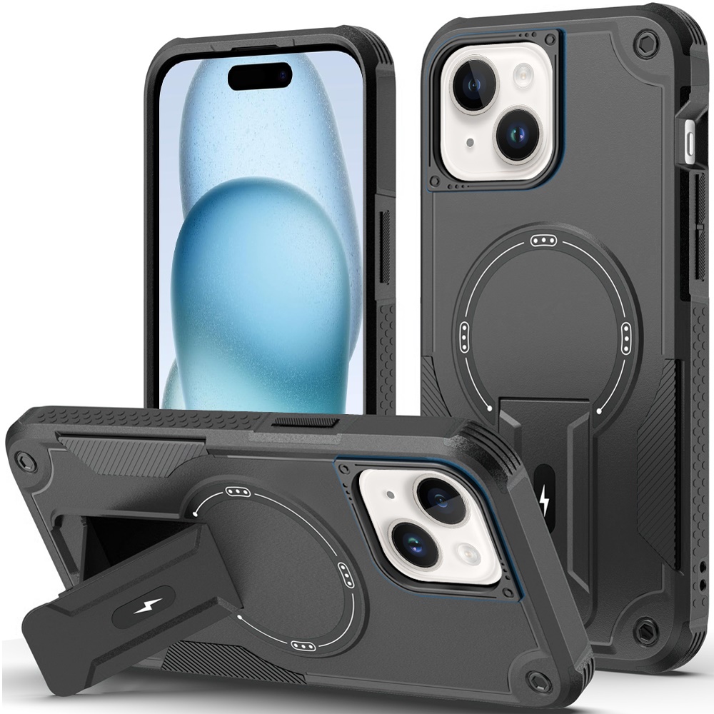 for iphone 15 sturdy bracket kickstand magnetic hybrid black