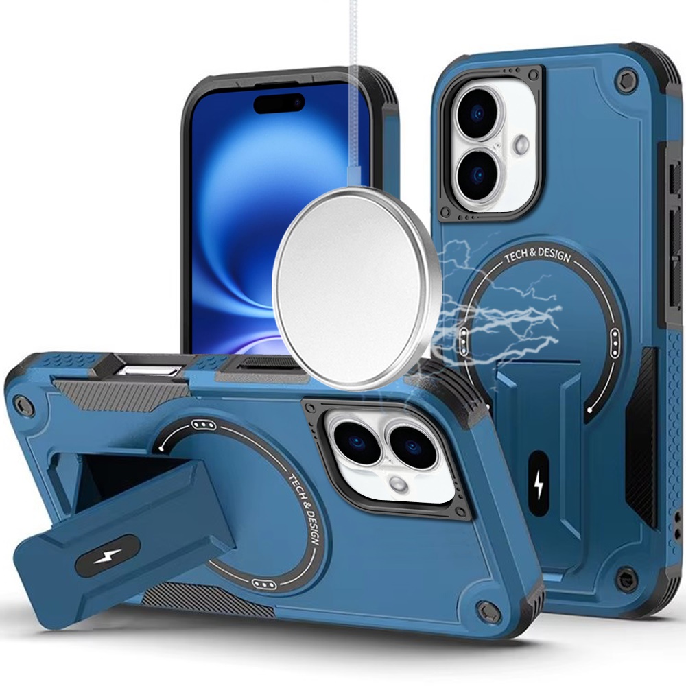 for iphone 17 sturdy bracket kickstand magnetic hybrid blue
