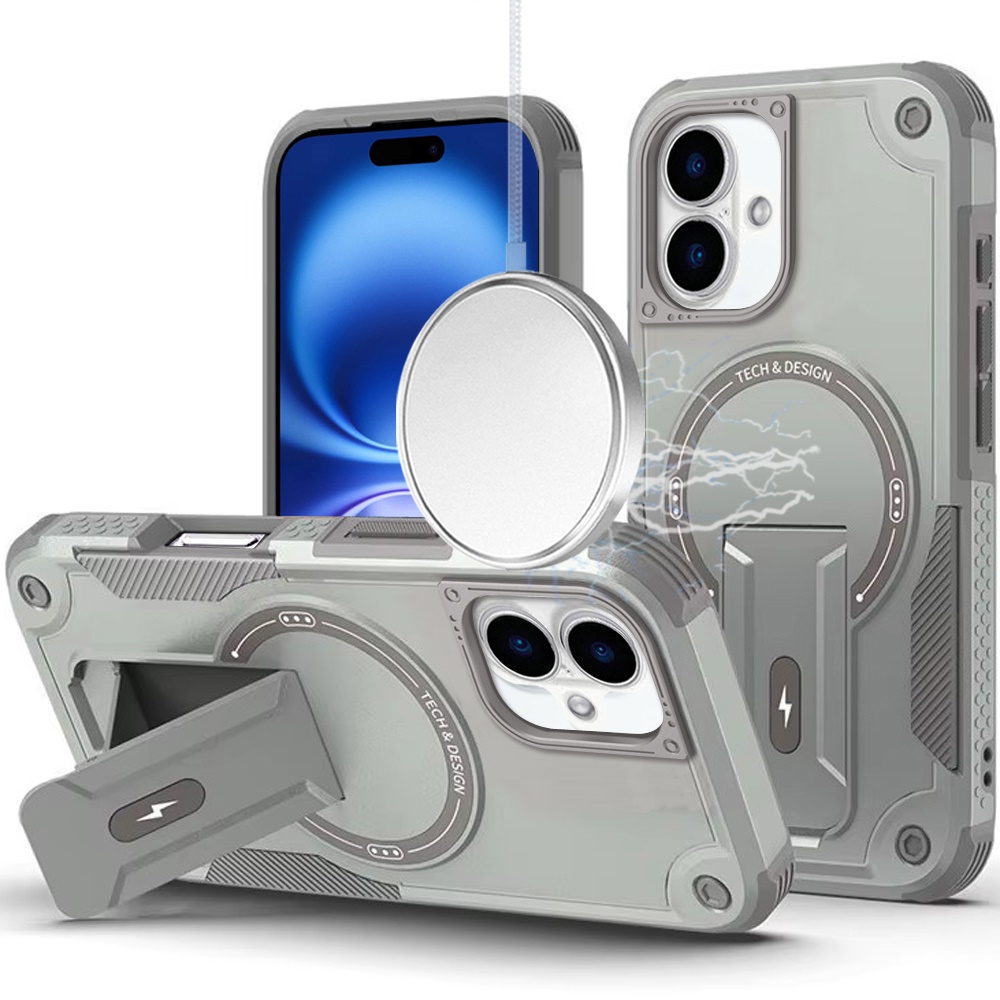 for iphone 17 sturdy bracket kickstand magnetic hybrid grey