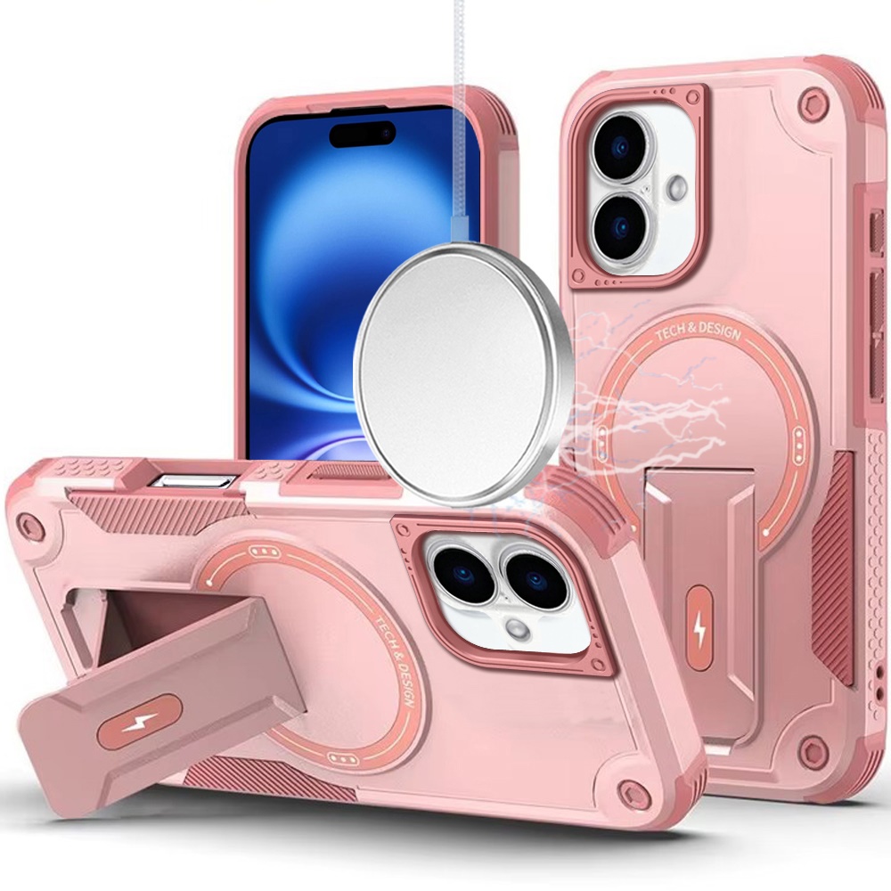 for iphone 17 sturdy bracket kickstand magnetic hybrid pink