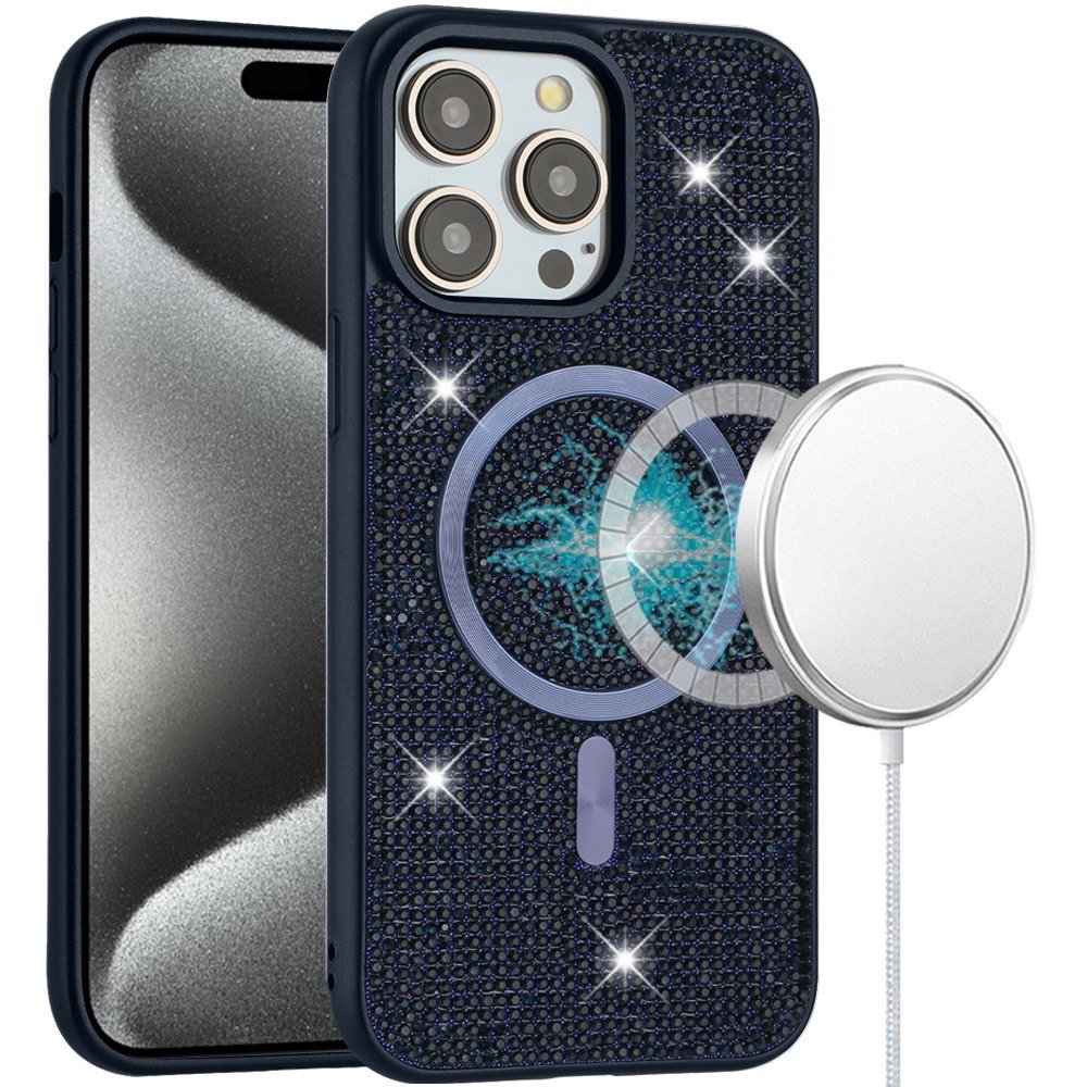 for ip15 pro max diamond [magnetic circle] with cd pattern hybrid blue