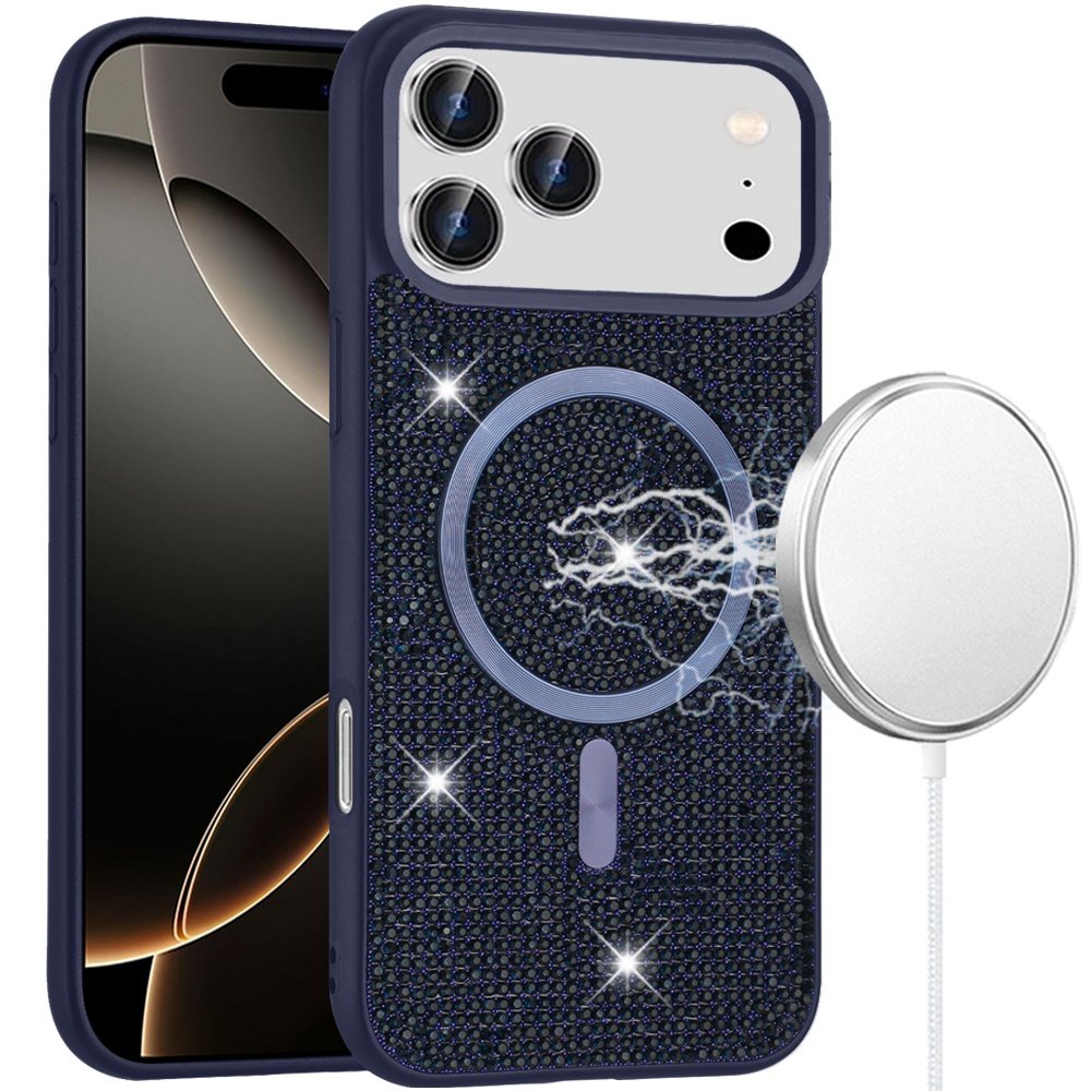 for iphone 17 pro diamond [magnetic circle] with cd pattern hybrid blue