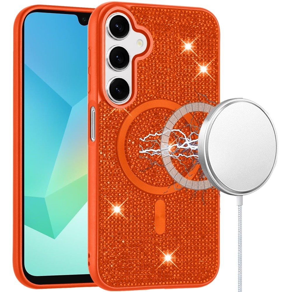 for samsung a16 5g diamond [magnetic circle] with cd pattern hybrid cosmic orange