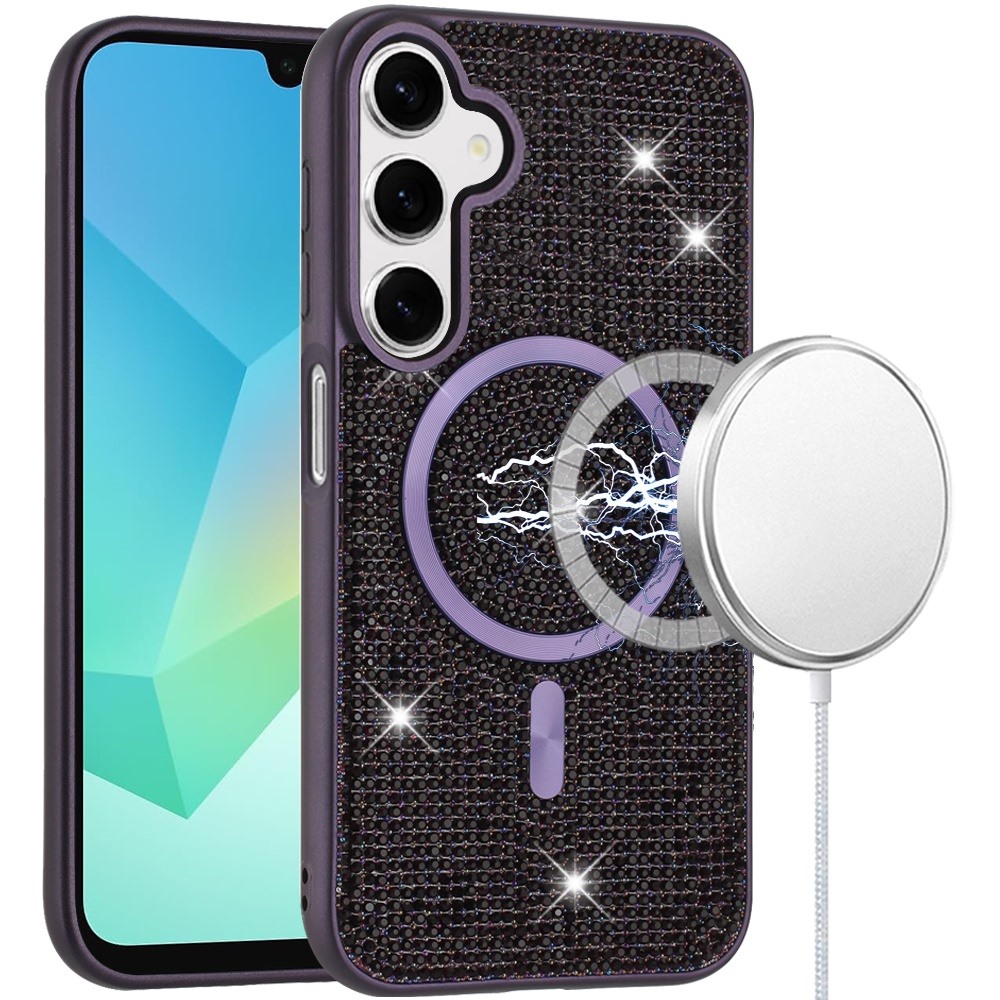 for samsung a16 5g diamond [magnetic circle] with cd pattern hybrid purple