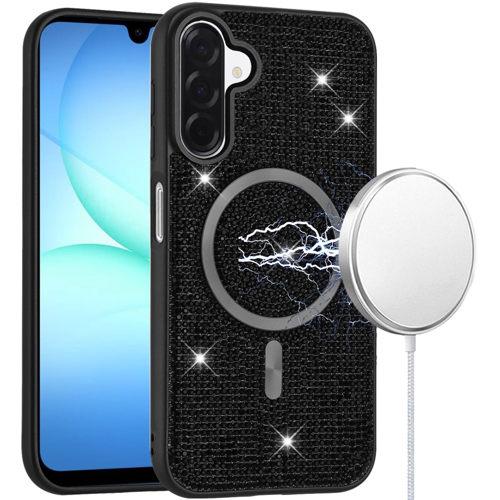 for samsung a17 5g diamond [magnetic circle] with cd pattern hybrid black