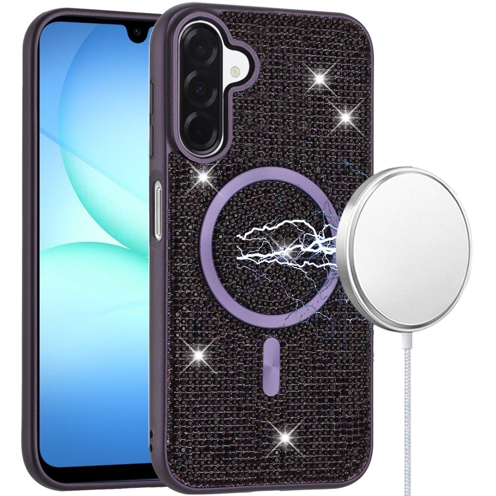 for samsung a17 5g diamond [magnetic circle] with cd pattern hybrid purple