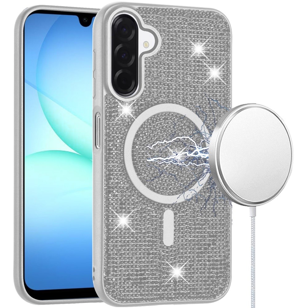 for samsung a17 5g diamond [magnetic circle] with cd pattern hybrid white