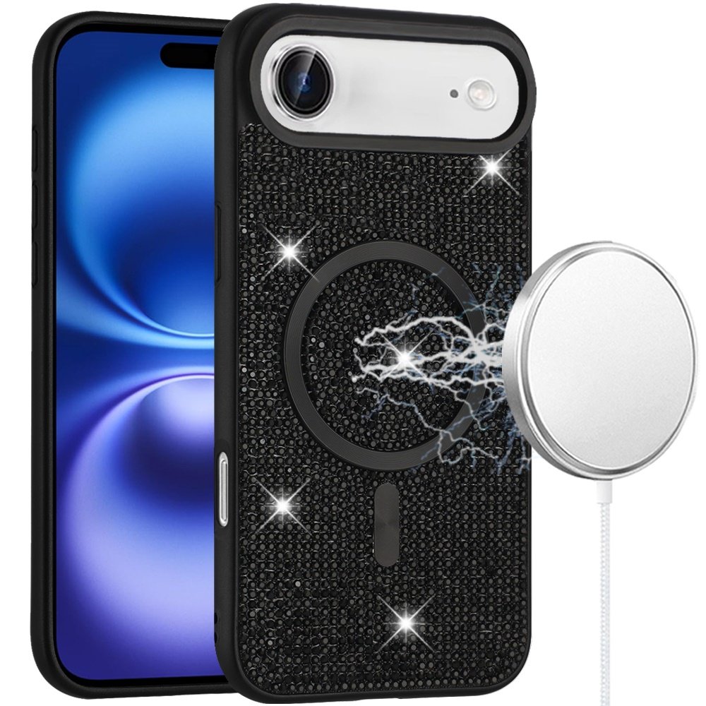for iphone 17 air diamond [magnetic circle] with cd pattern hybrid black