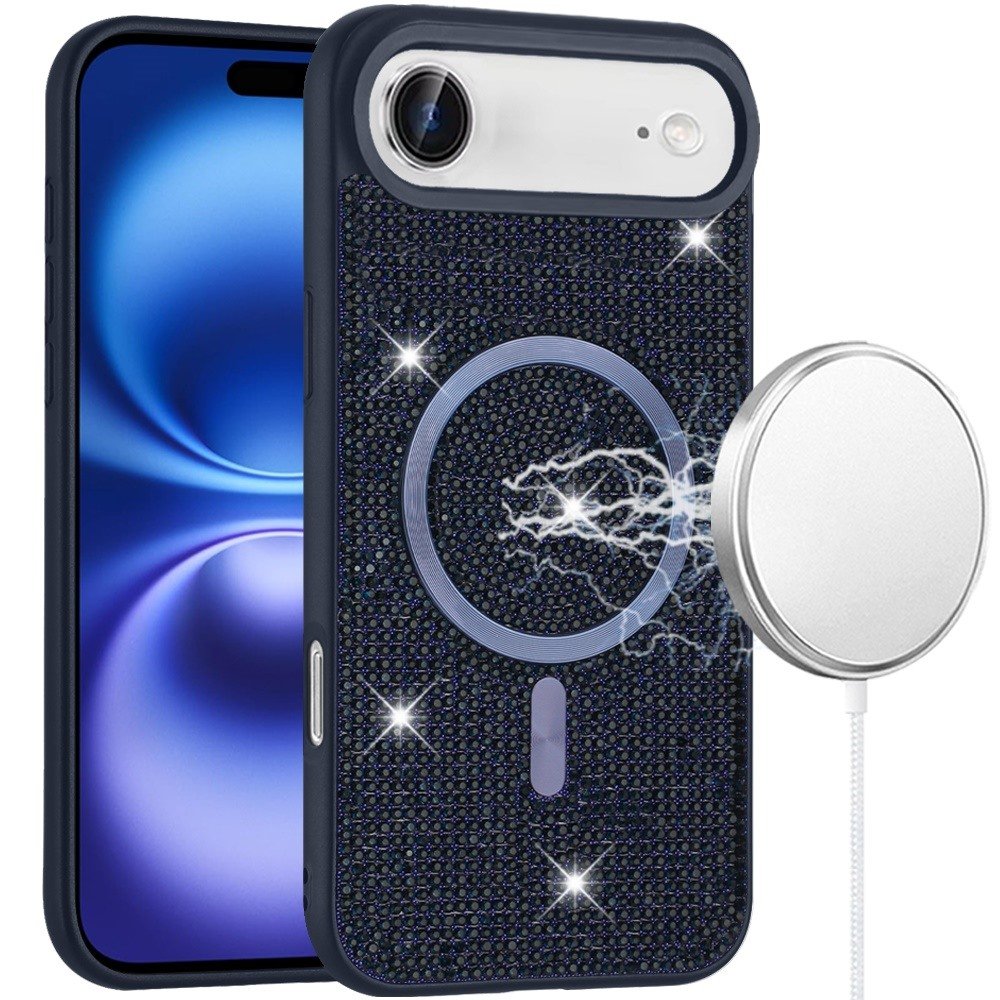 for iphone 17 air diamond [magnetic circle] with cd pattern hybrid blue