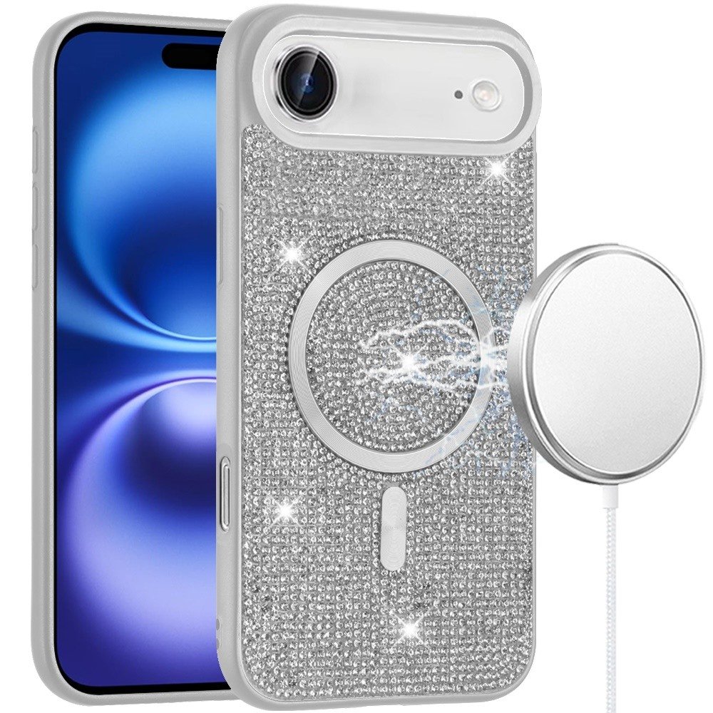 for iphone 17 air diamond [magnetic circle] with cd pattern hybrid white