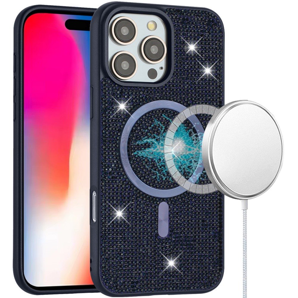 for iphone 16 pro 6.3 inch diamond [magnetic circle] with cd pattern hybrid blue