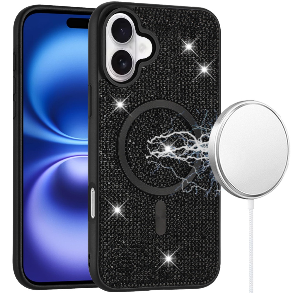 for iphone 17 diamond [magnetic circle] with cd pattern hybrid black