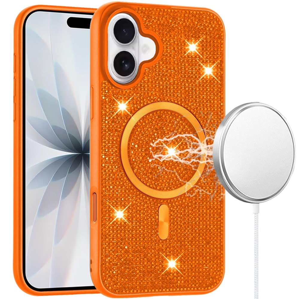 for iphone 17 diamond [magnetic circle] with cd pattern hybrid cosmic orange