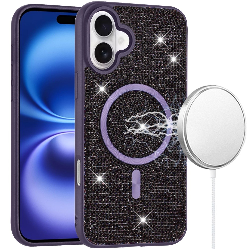 for iphone 17 diamond [magnetic circle] with cd pattern hybrid purple
