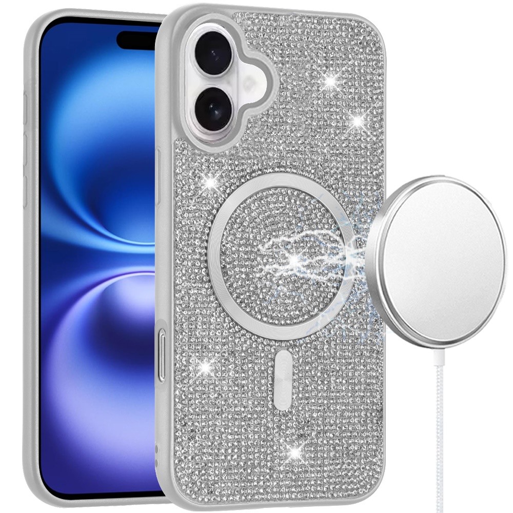 for iphone 17 diamond [magnetic circle] with cd pattern hybrid white
