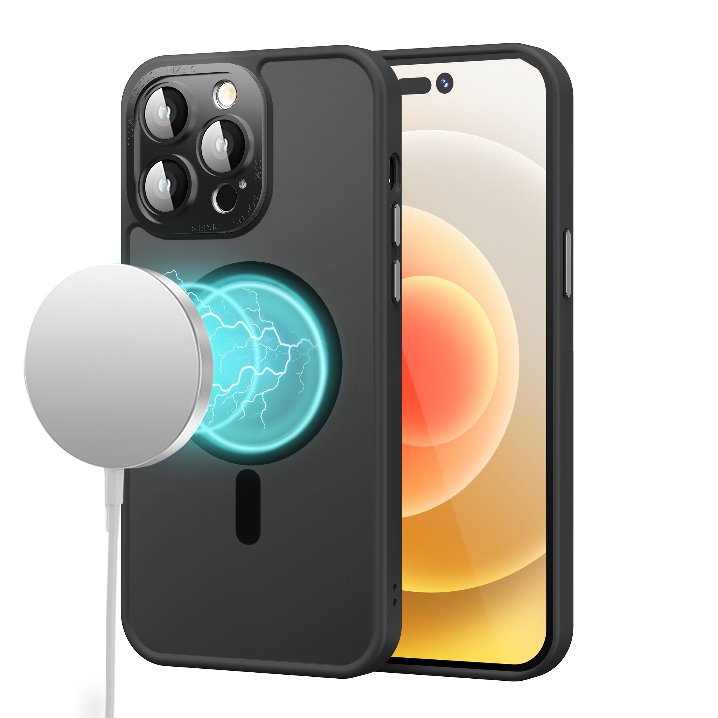 for iphone 15 complete protection hq hybrid with metal tempered camera glass black