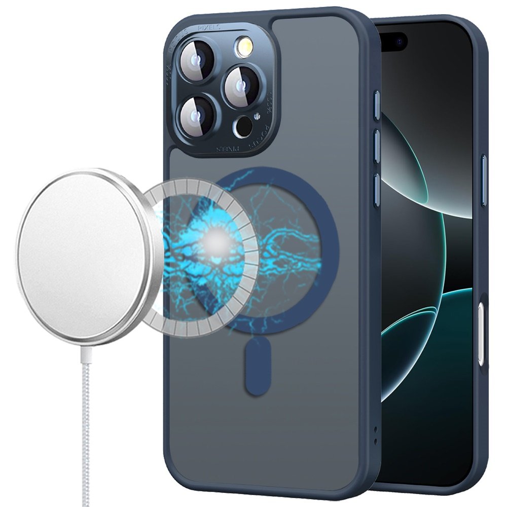 for iphone 16 pro max 6.9 inch complete protection hq hybrid with metal tempered camera glass blue